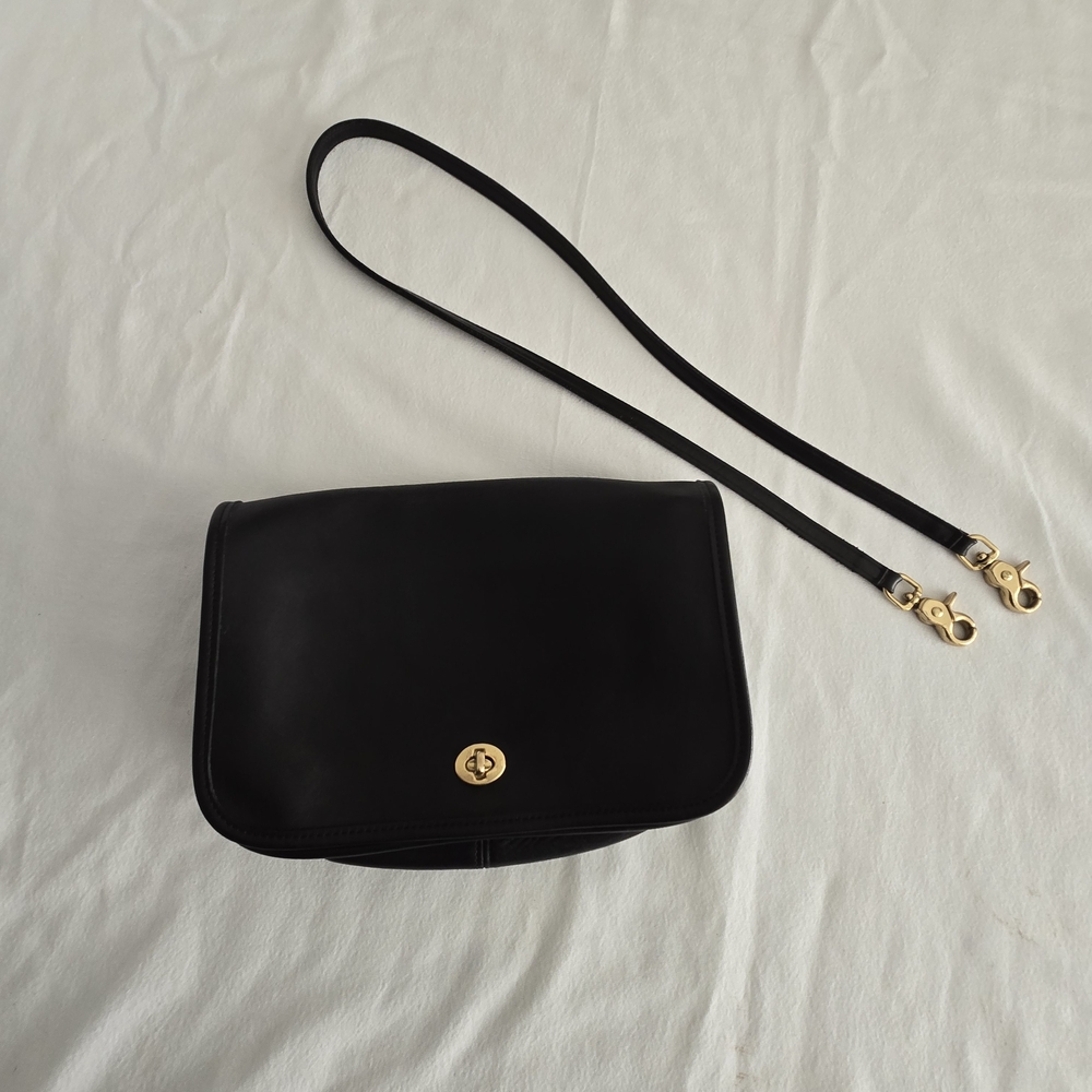 Vintage Coach Convertible Clutch Crossbody Black USA Glove Tanned Y2K Minimalist - Picture 3 of 16